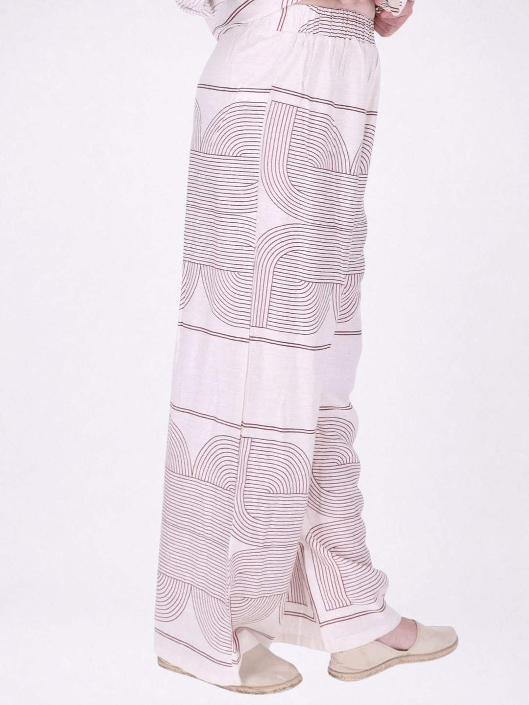 Hose Damen Leinenmix AOP