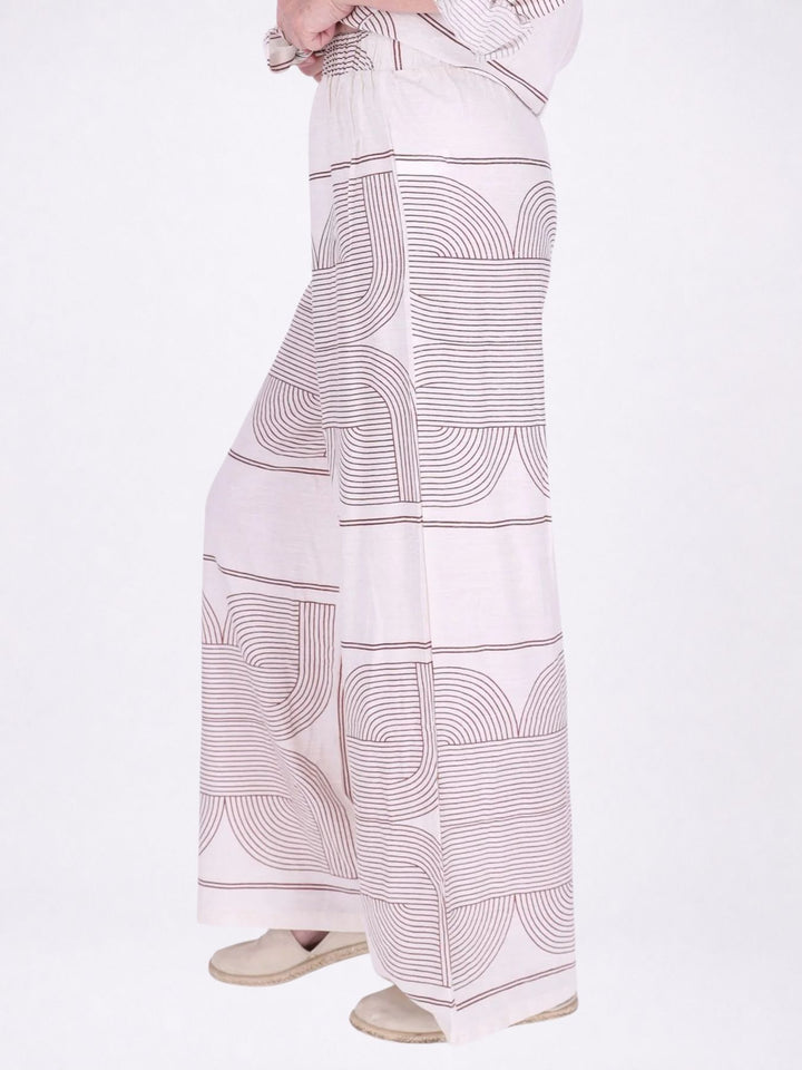 Hose Damen Leinenmix AOP