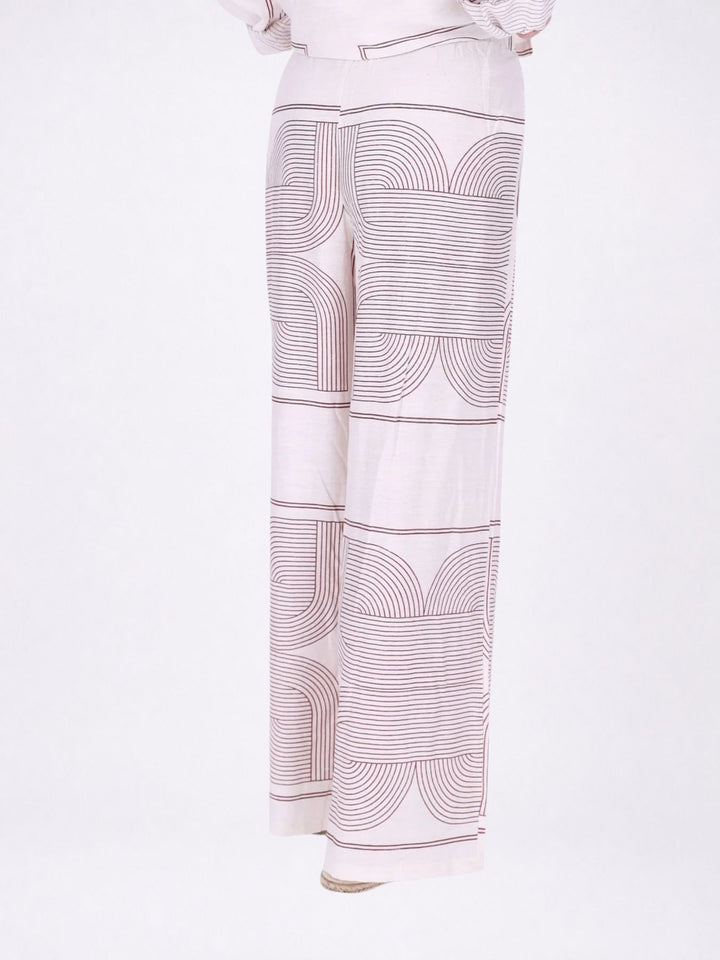 Hose Damen Leinenmix AOP