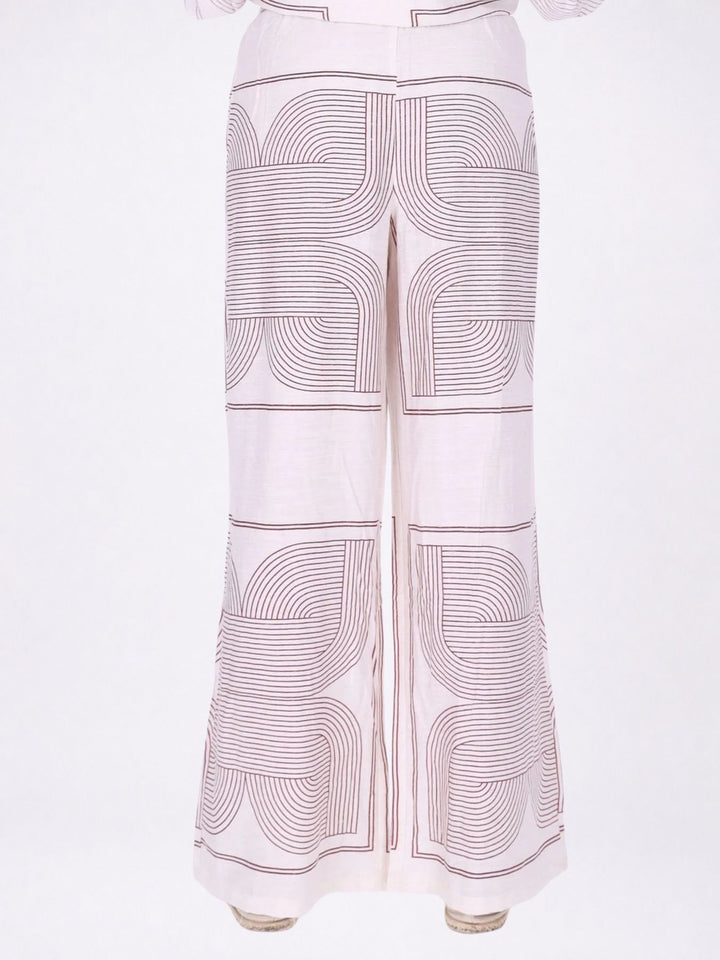 Hose Damen Leinenmix AOP
