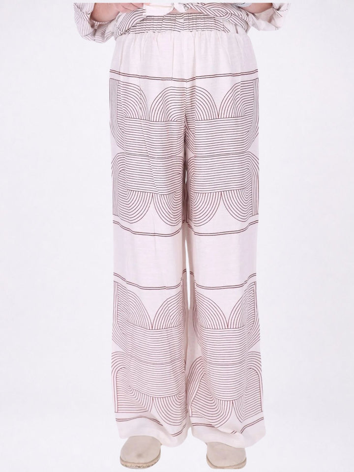Hose Damen Leinenmix AOP