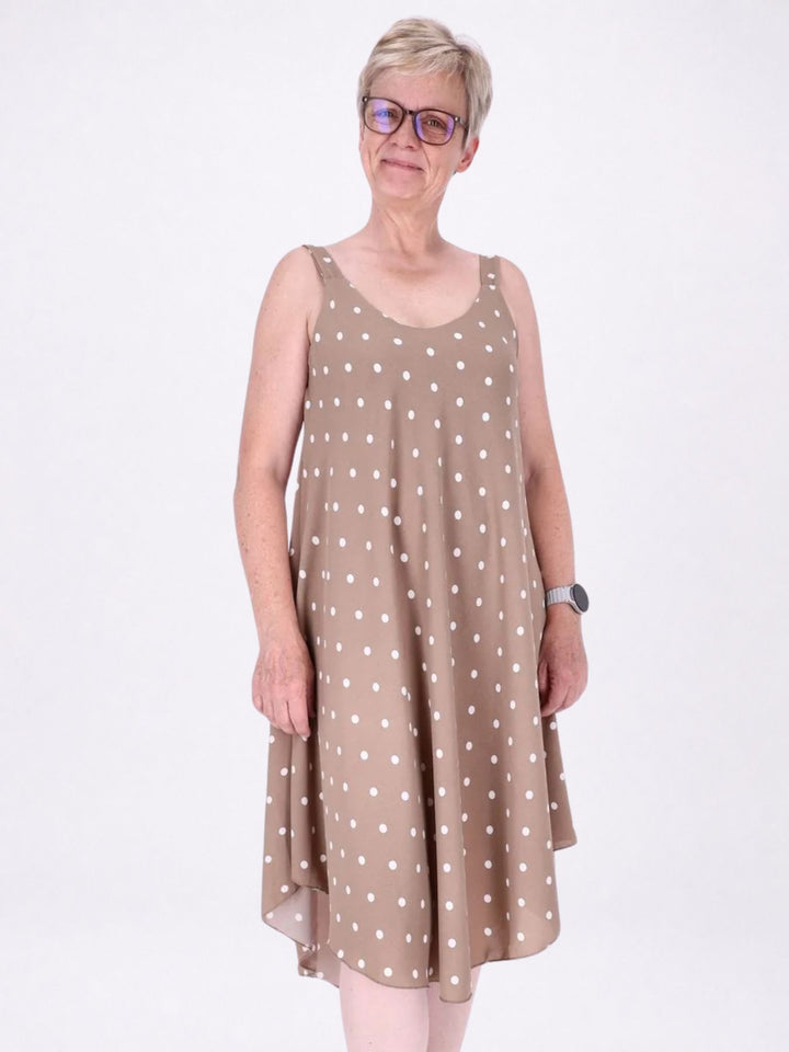 Kleid schmale Träger A-Form AOP Punkte