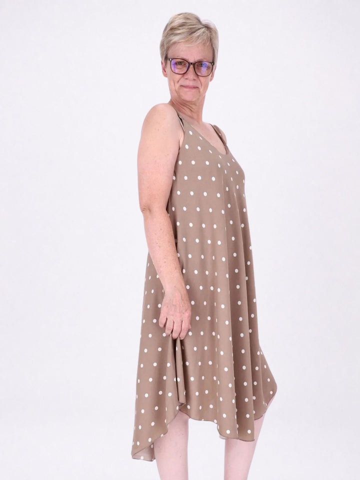 Kleid schmale Träger A-Form AOP Punkte