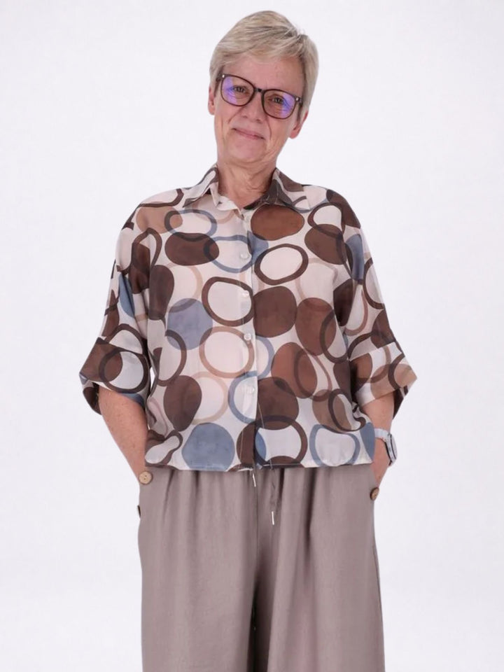 Bluse Raglan Ärmel leichte Qualität AOP Kreise
