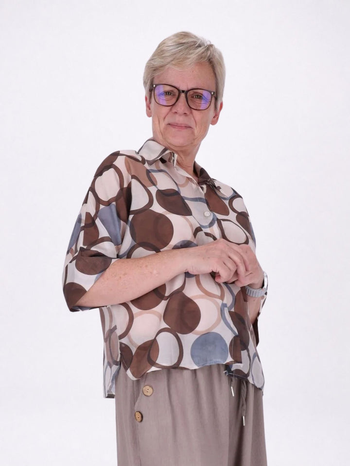 Bluse Raglan Ärmel leichte Qualität AOP Kreise