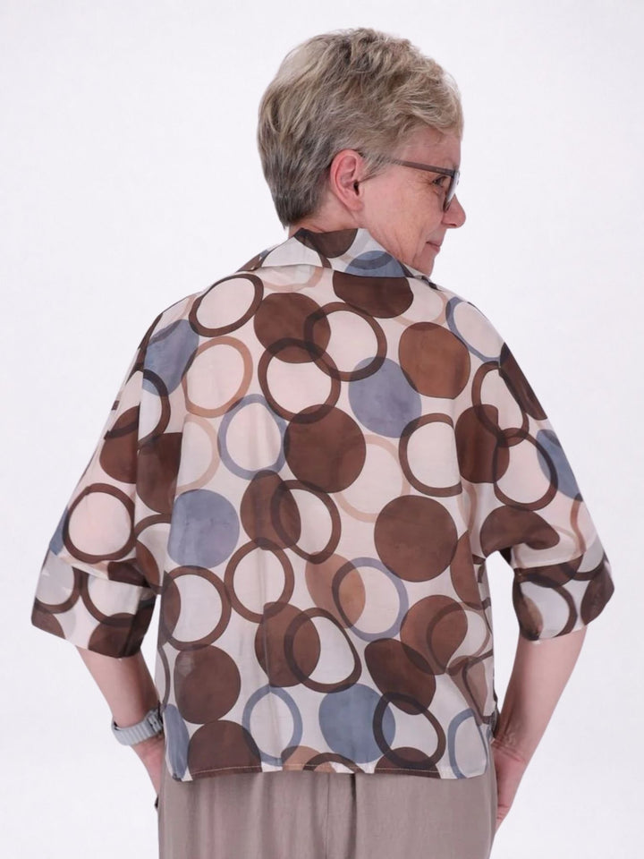 Bluse Raglan Ärmel leichte Qualität AOP Kreise
