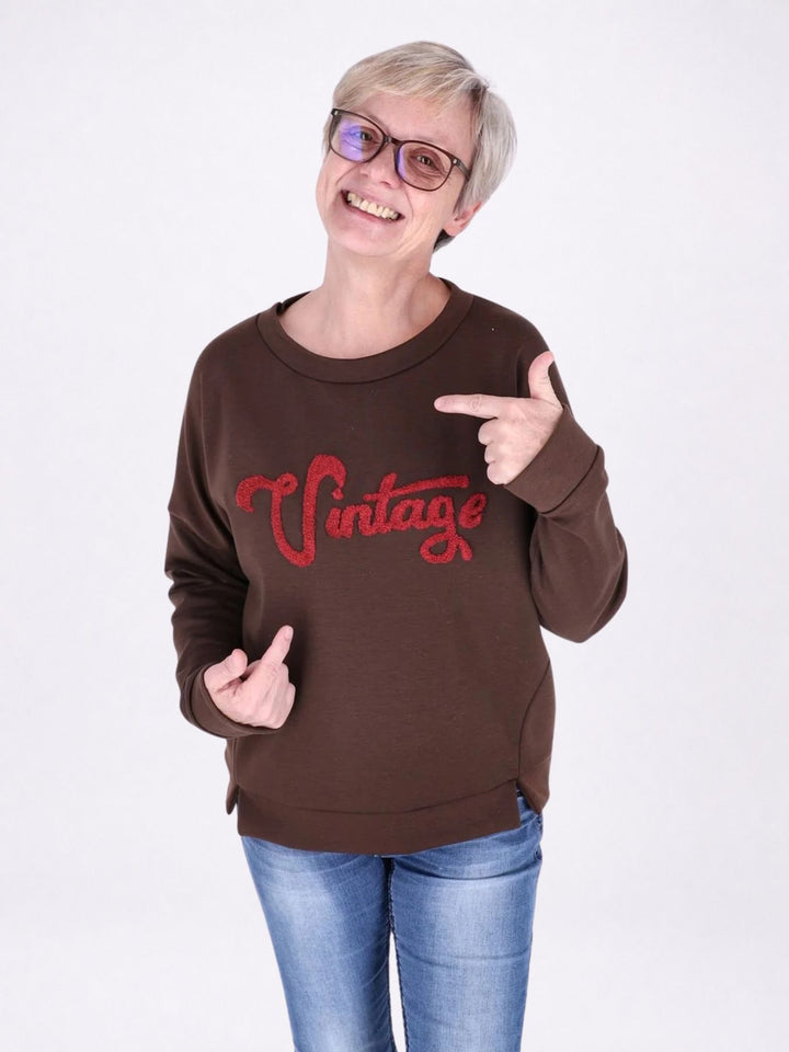 Sweat Damen Stickerei Vitage