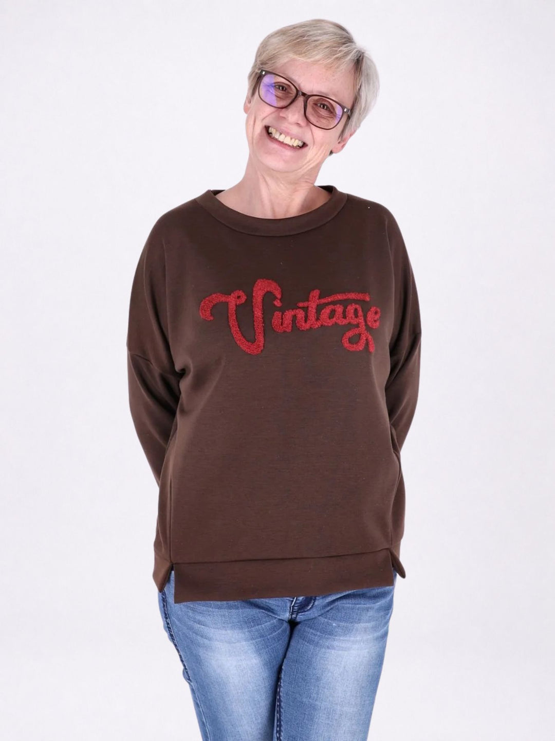 Sweat Damen Stickerei Vitage