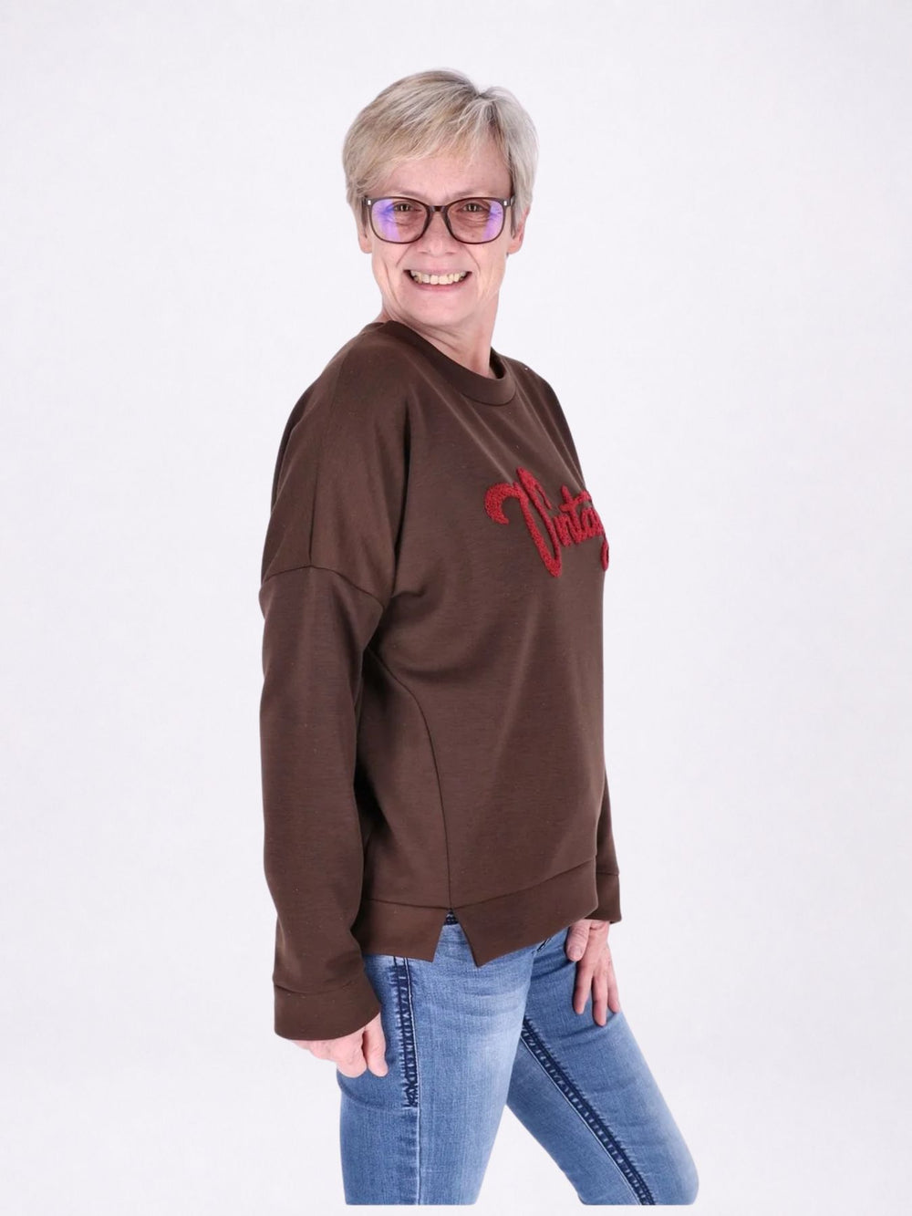 Sweat Damen Stickerei Vitage