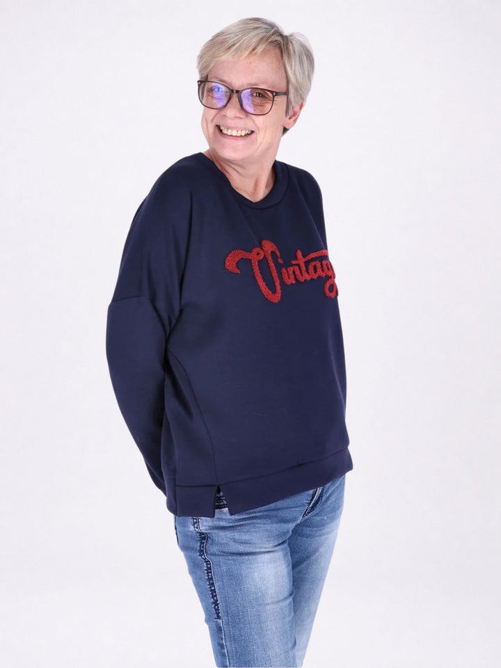 Sweat Damen Stickerei Vitage
