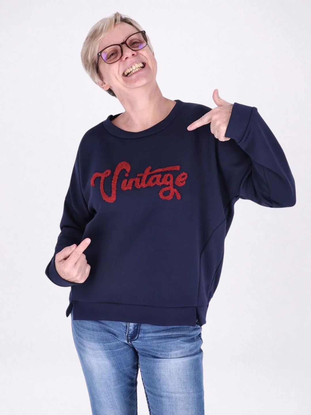 Sweat Damen Stickerei Vitage