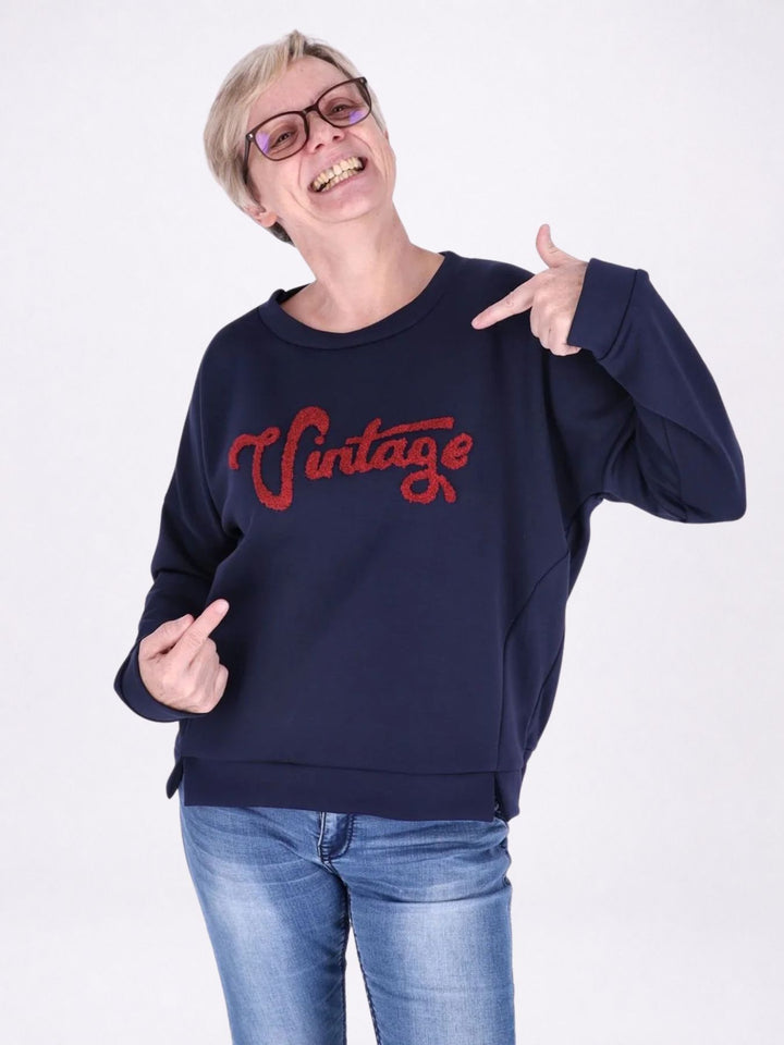 Sweat Damen Stickerei Vitage