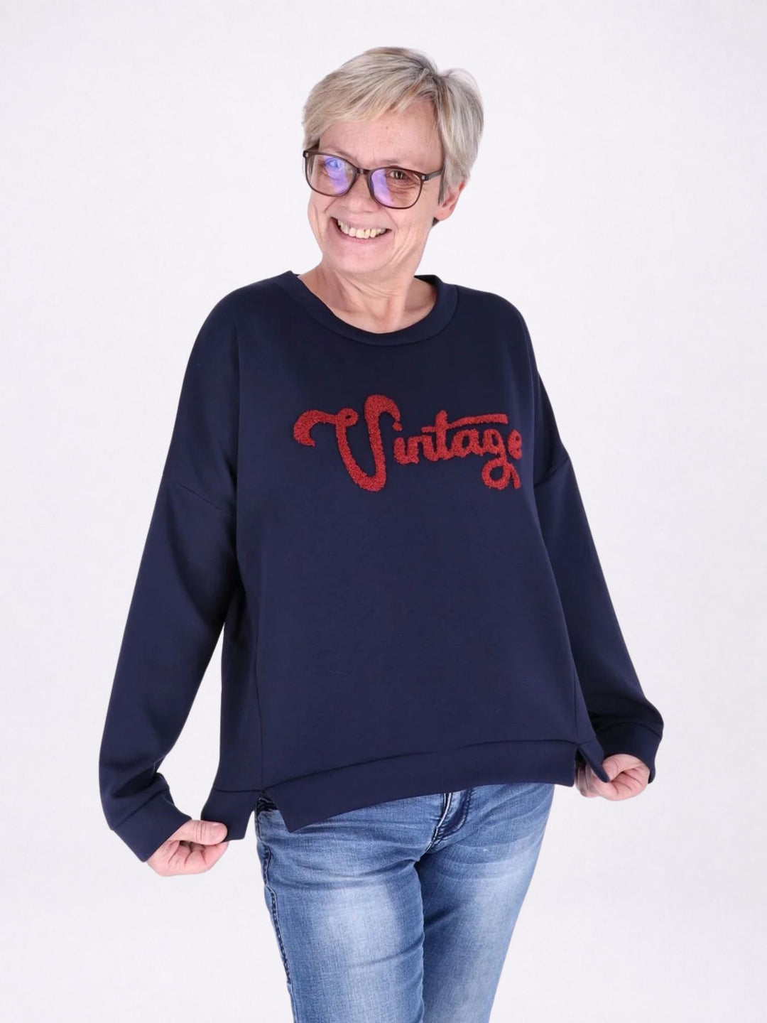 Sweat Damen Stickerei Vitage
