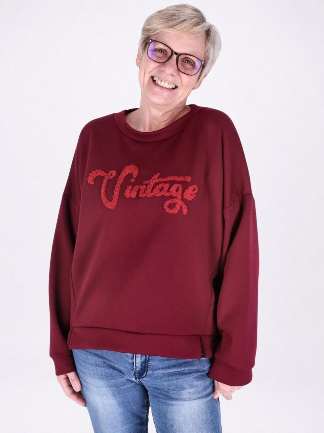 Sweat Damen Stickerei Vitage