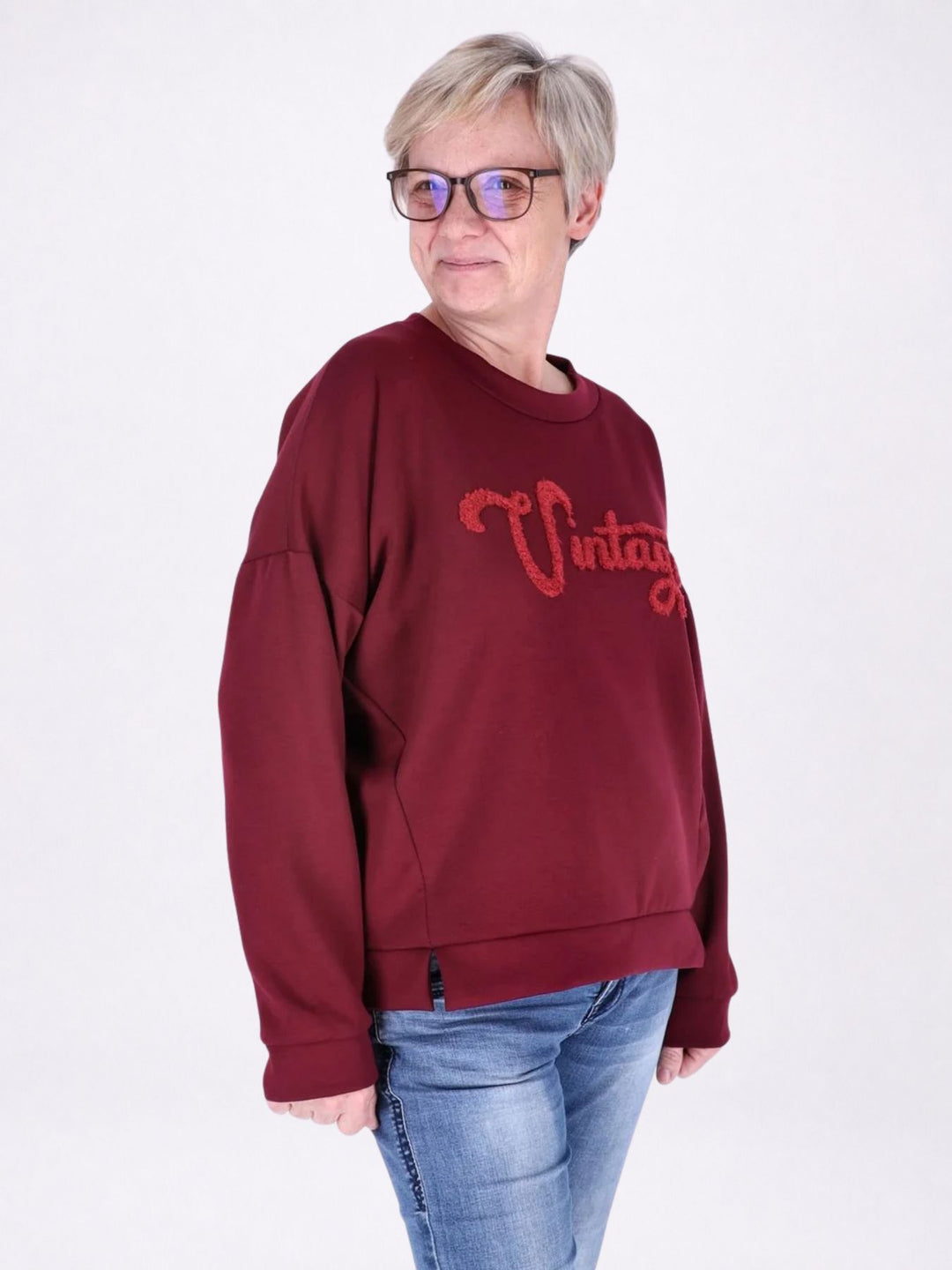 Sweat Damen Stickerei Vitage