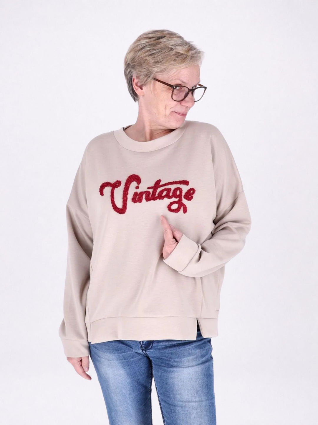 Sweat Damen Stickerei Vitage