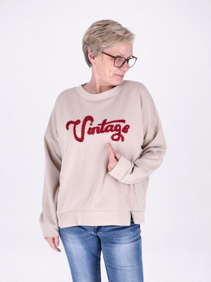 Sweat Damen Stickerei Vitage