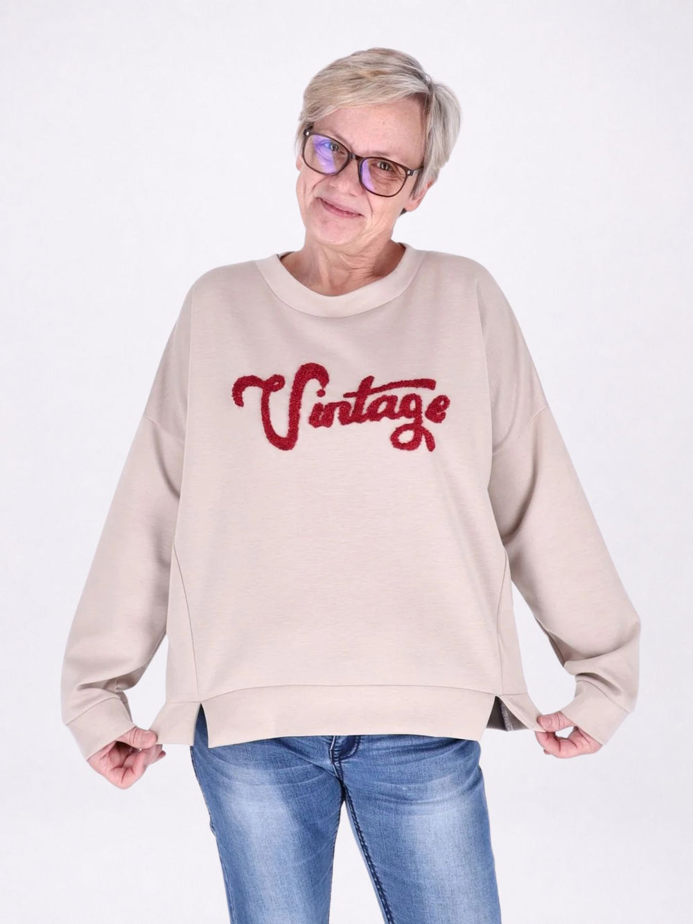 Sweat Damen Stickerei Vitage