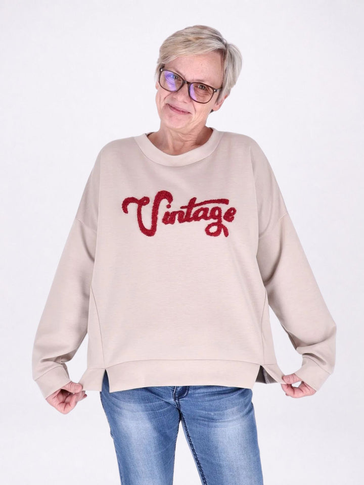 Sweat Damen Stickerei Vitage