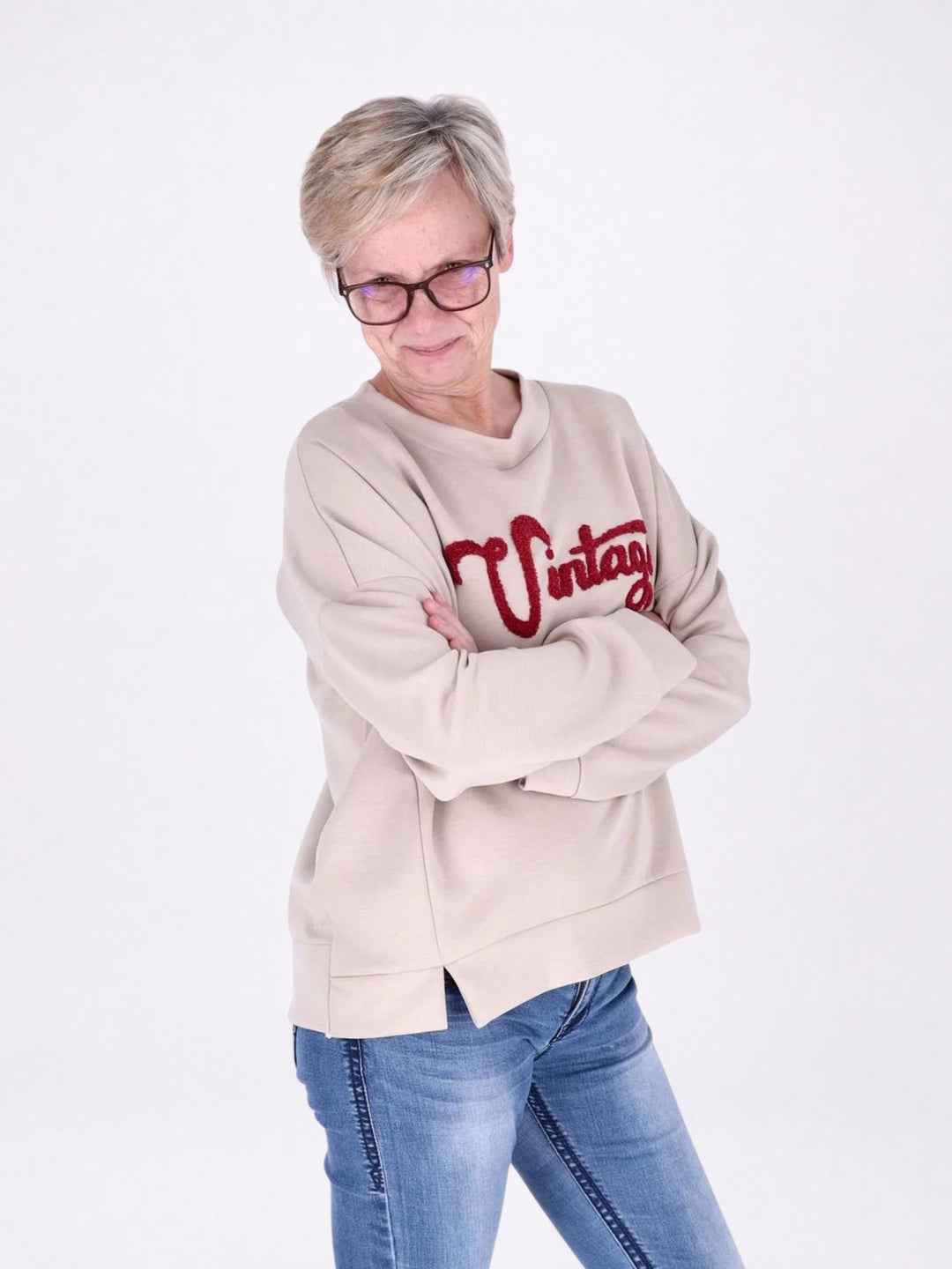 Sweat Damen Stickerei Vitage