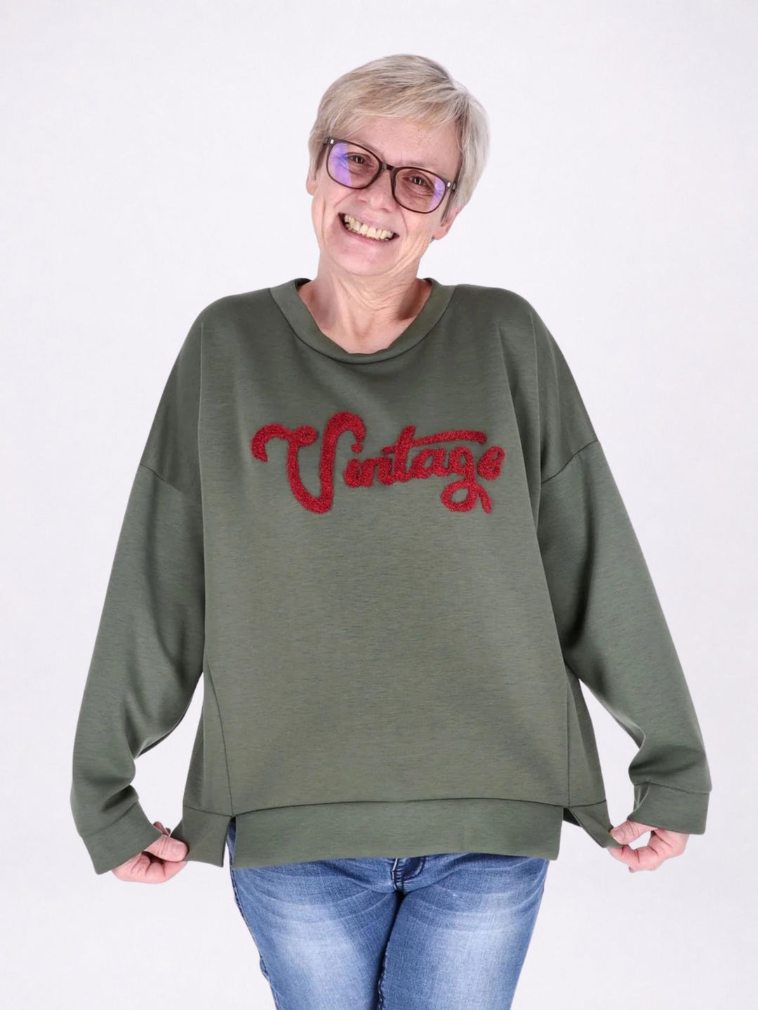 Sweat Damen Stickerei Vitage