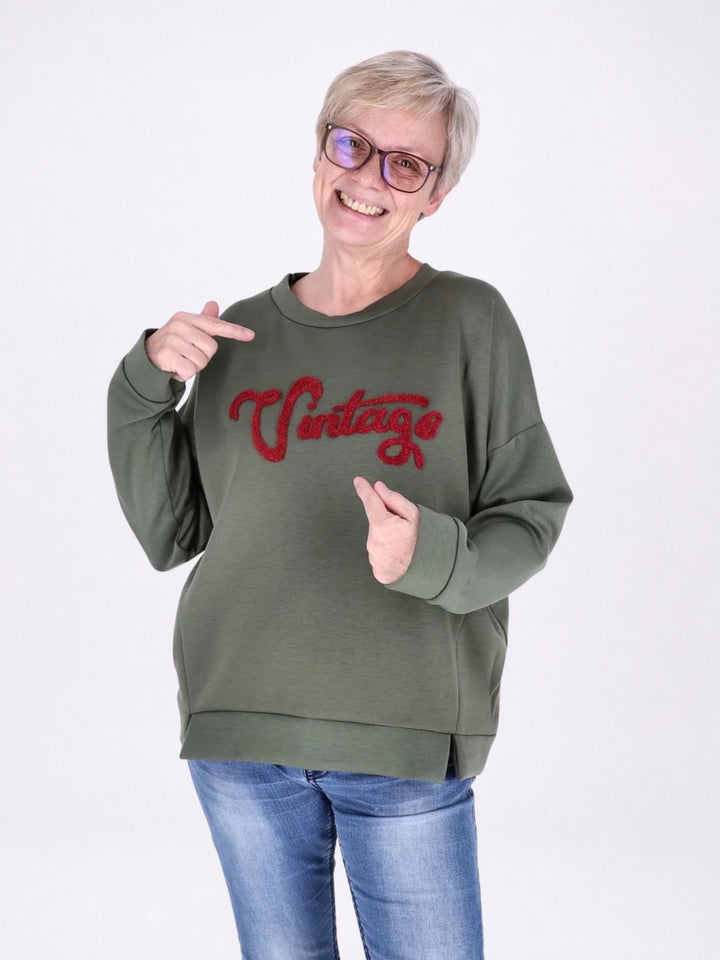 Sweat Damen Stickerei Vitage