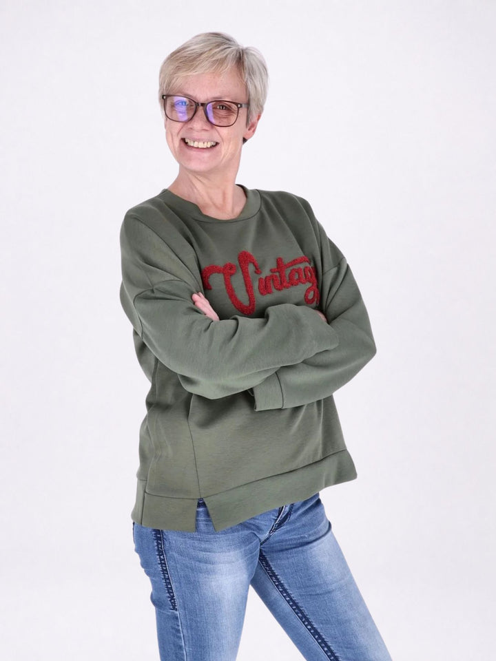 Sweat Damen Stickerei Vitage