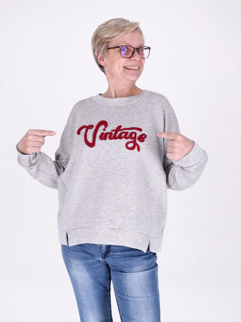 Sweat Damen Stickerei Vitage