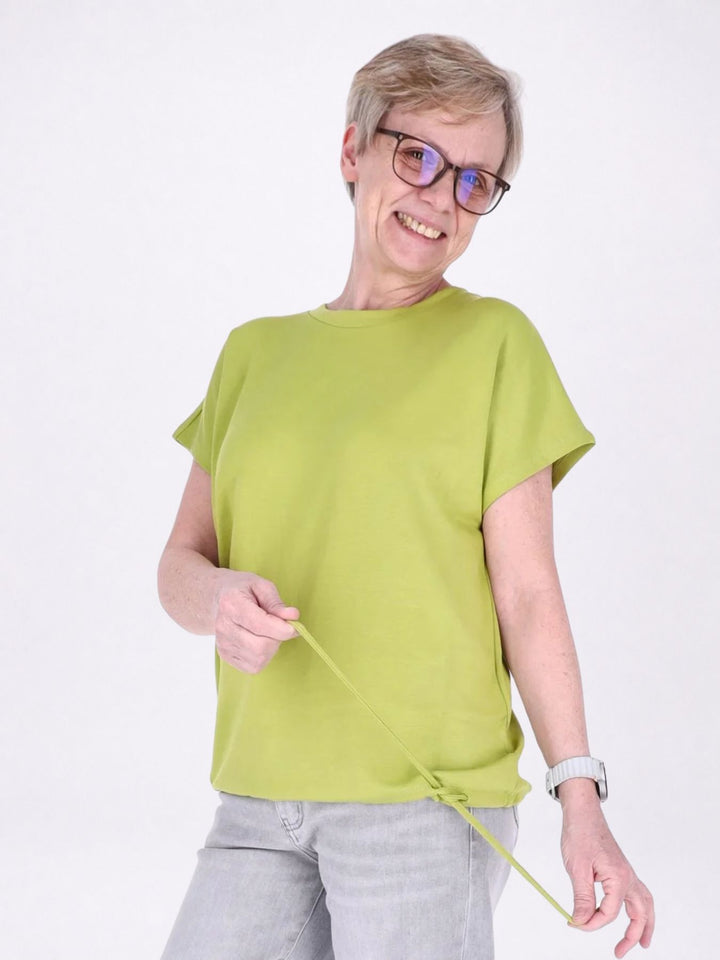 T-Shirt Damen Angeschittener Arm Tunnelzug