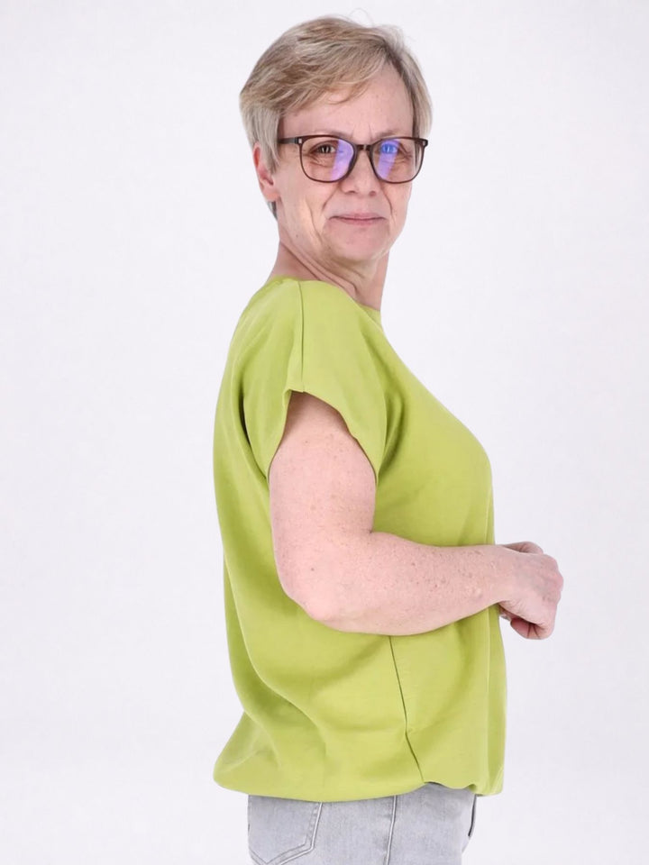 T-Shirt Damen Angeschittener Arm Tunnelzug