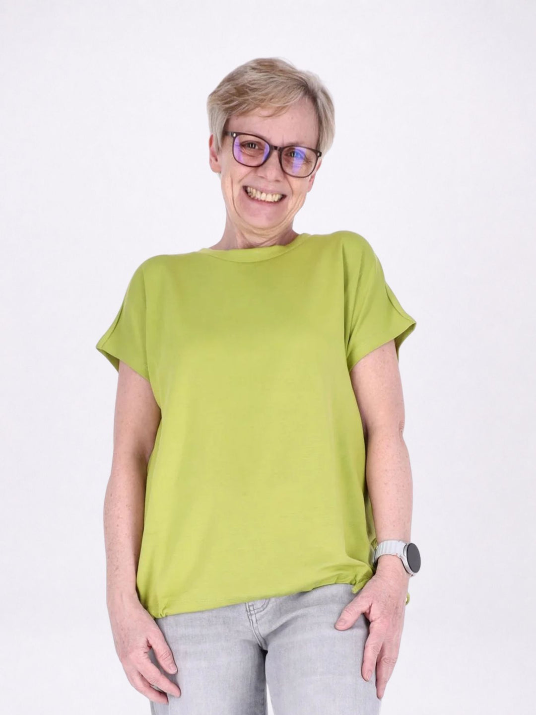 T-Shirt Damen Angeschittener Arm Tunnelzug