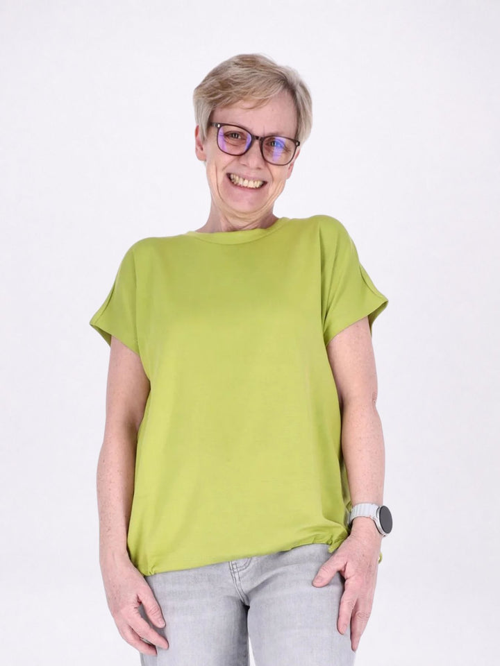 T-Shirt Damen Angeschittener Arm Tunnelzug