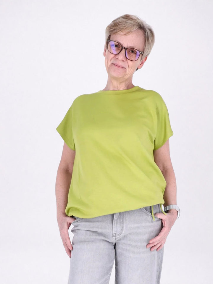 T-Shirt Damen Angeschittener Arm Tunnelzug