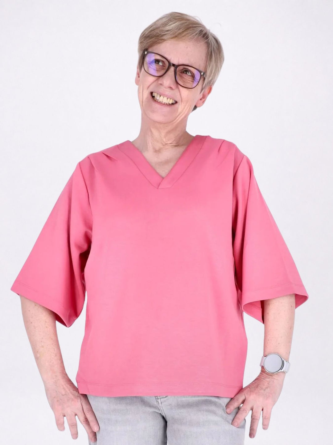 Shirt Damen V Ausschnitt 3/4 Arm