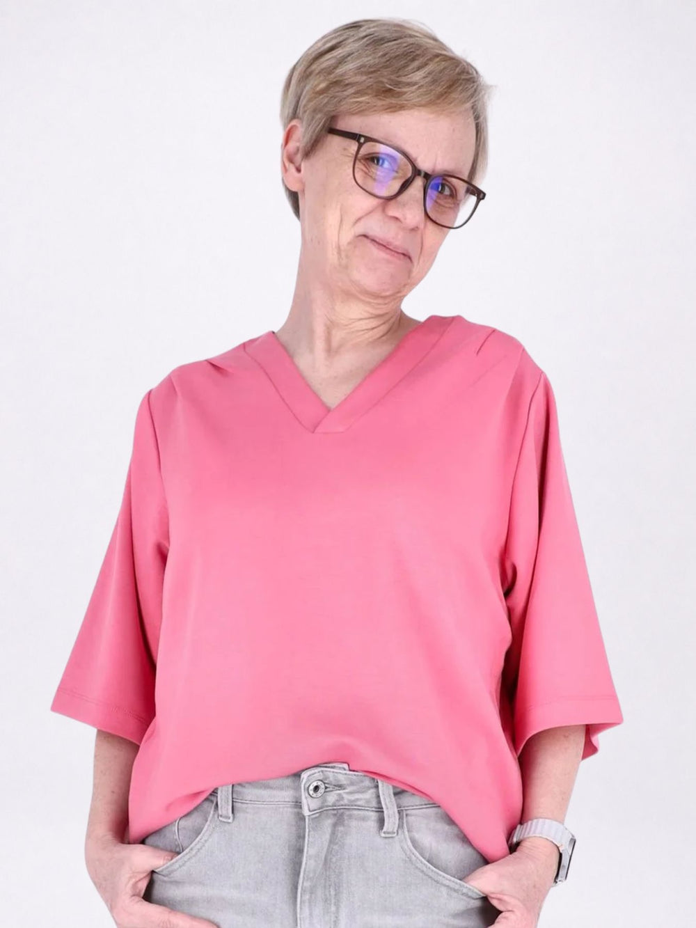 Shirt Damen V Ausschnitt 3/4 Arm
