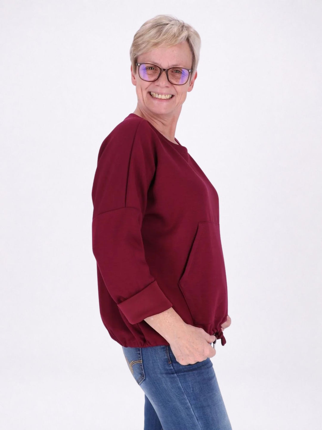 Sweatshirt Damen Taschen Tunnelzug