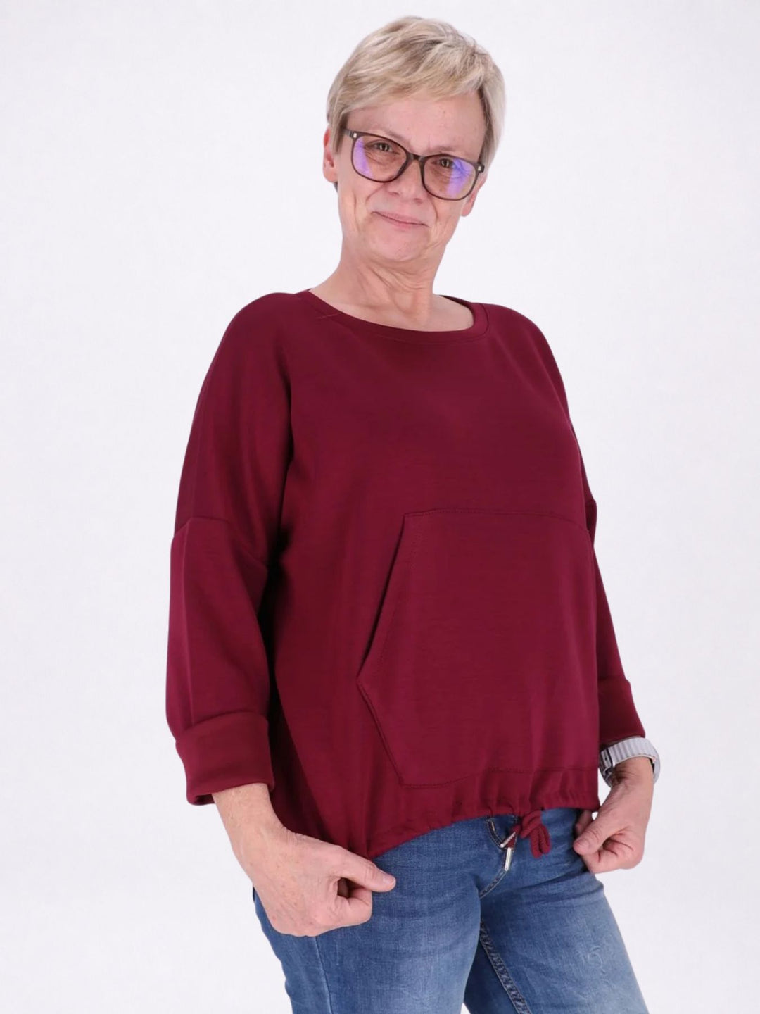Sweatshirt Damen Taschen Tunnelzug