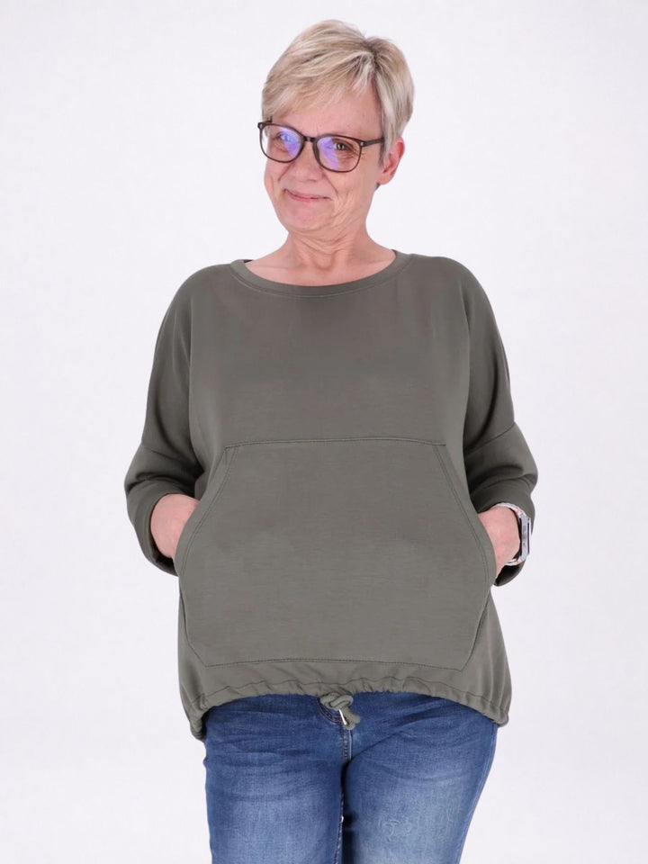 Sweatshirt Damen Taschen Tunnelzug