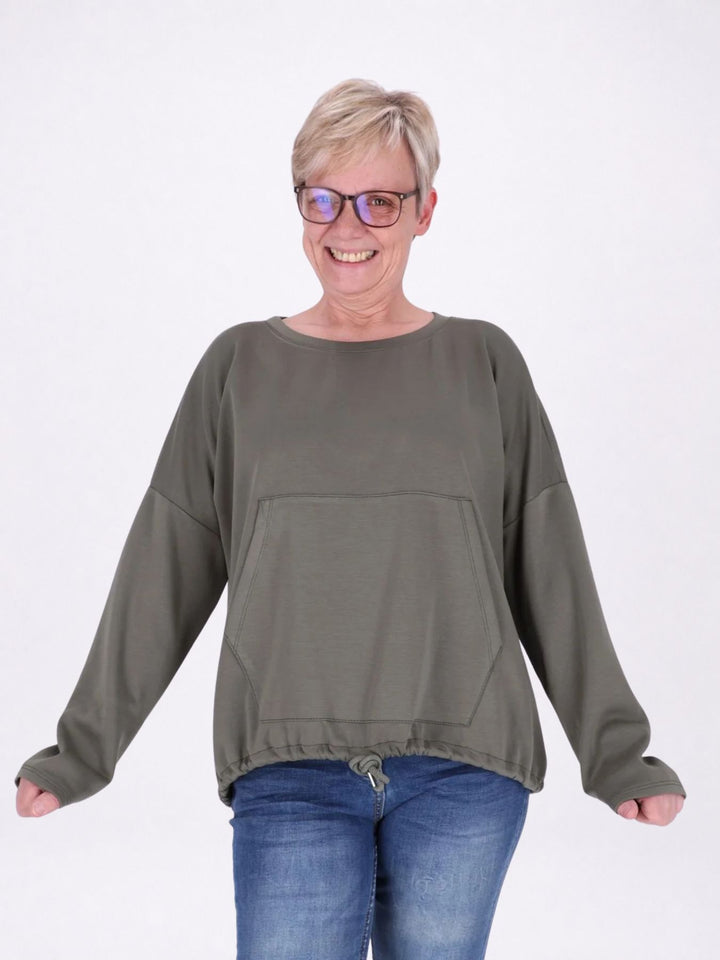 Sweatshirt Damen Taschen Tunnelzug