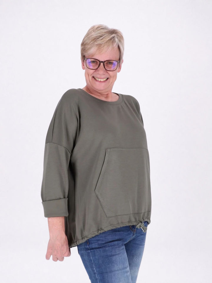Sweatshirt Damen Taschen Tunnelzug