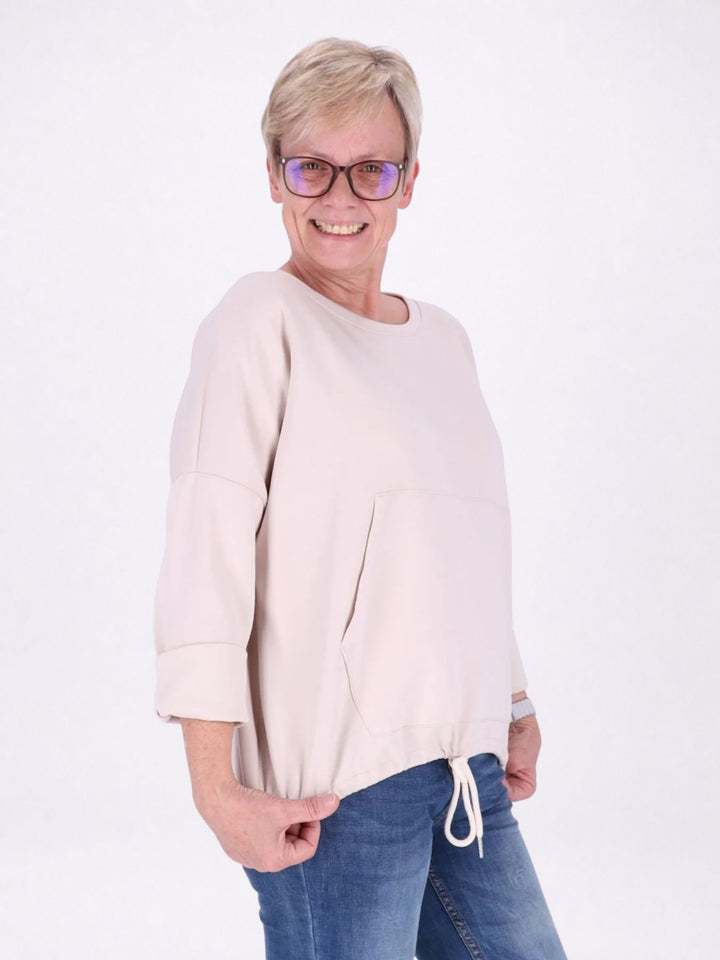 Sweatshirt Damen Taschen Tunnelzug