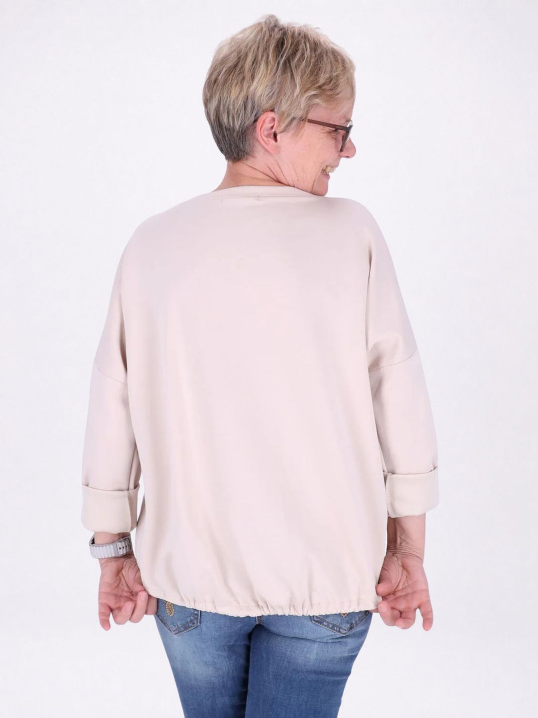 Sweatshirt Damen Taschen Tunnelzug