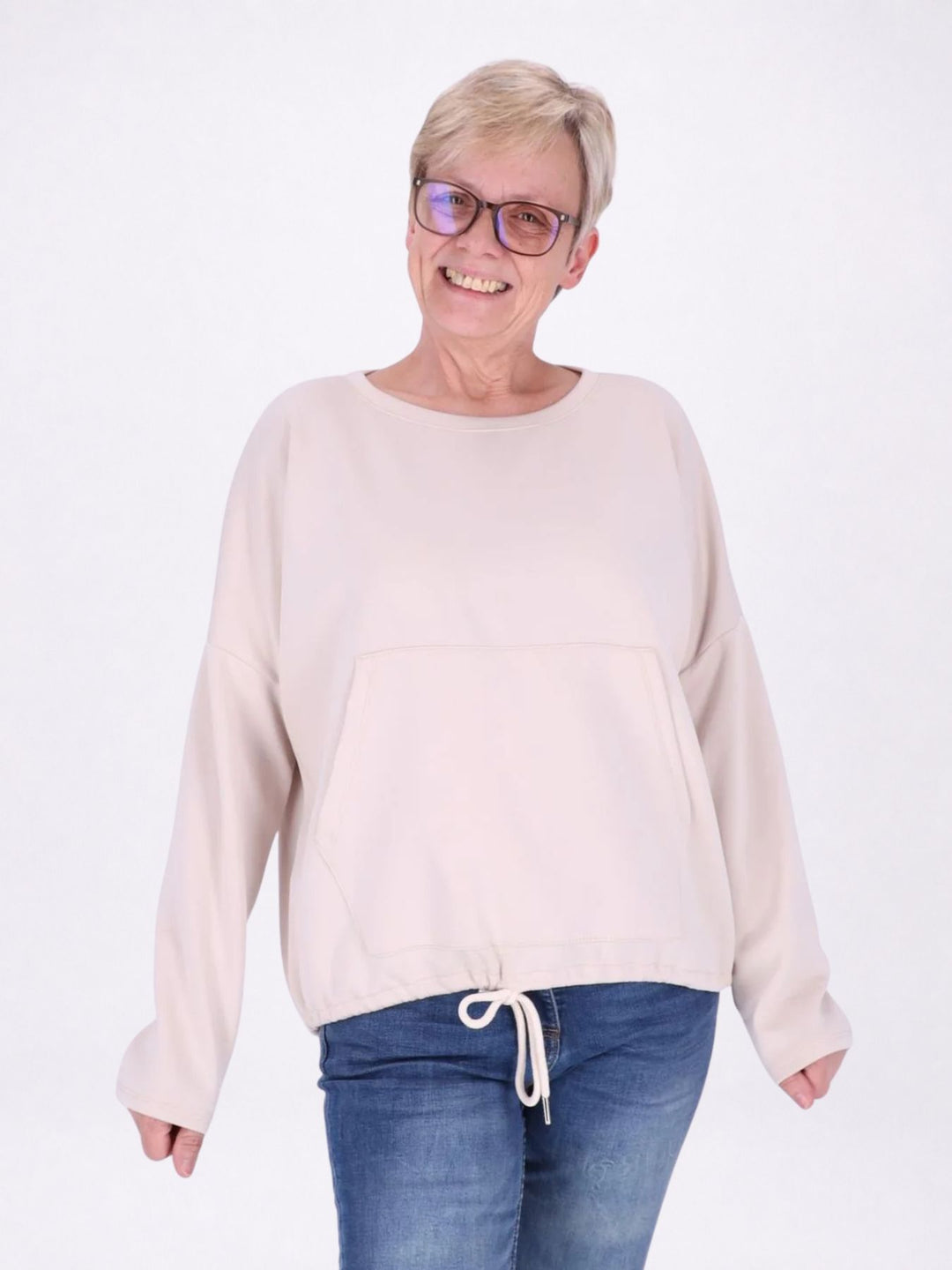 Sweatshirt Damen Taschen Tunnelzug