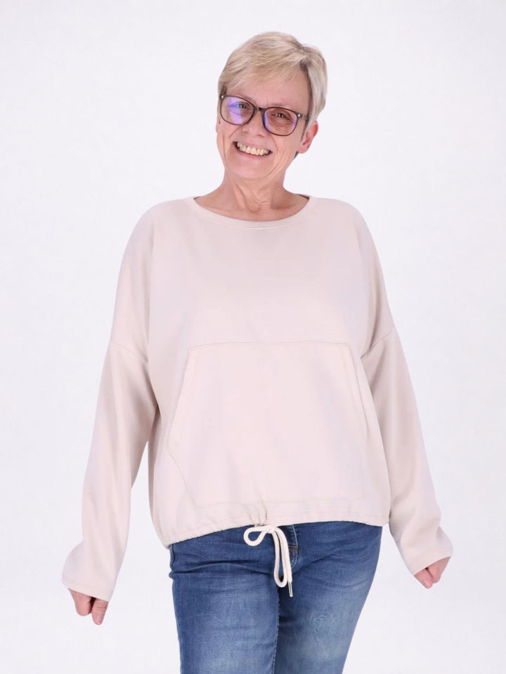 Sweatshirt Damen Taschen Tunnelzug