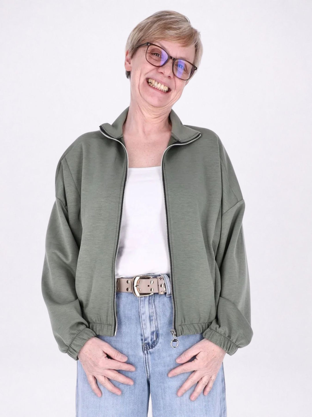 Jacke Damen Sweat Gummizug am Bund
