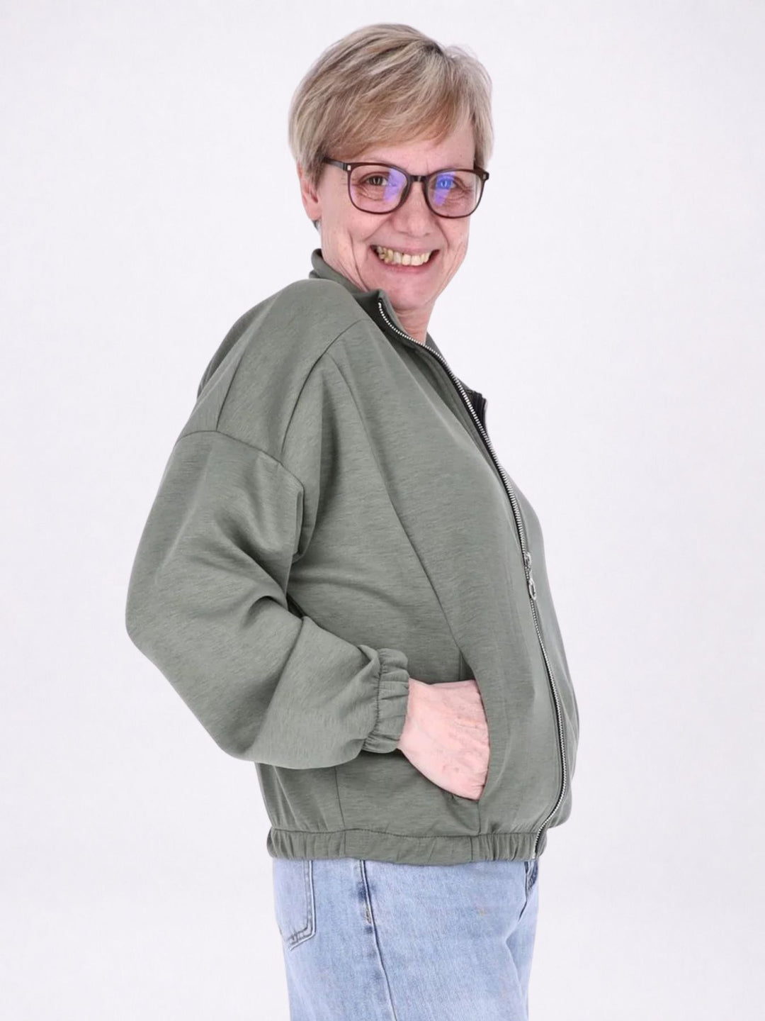 Jacke Damen Sweat Gummizug am Bund