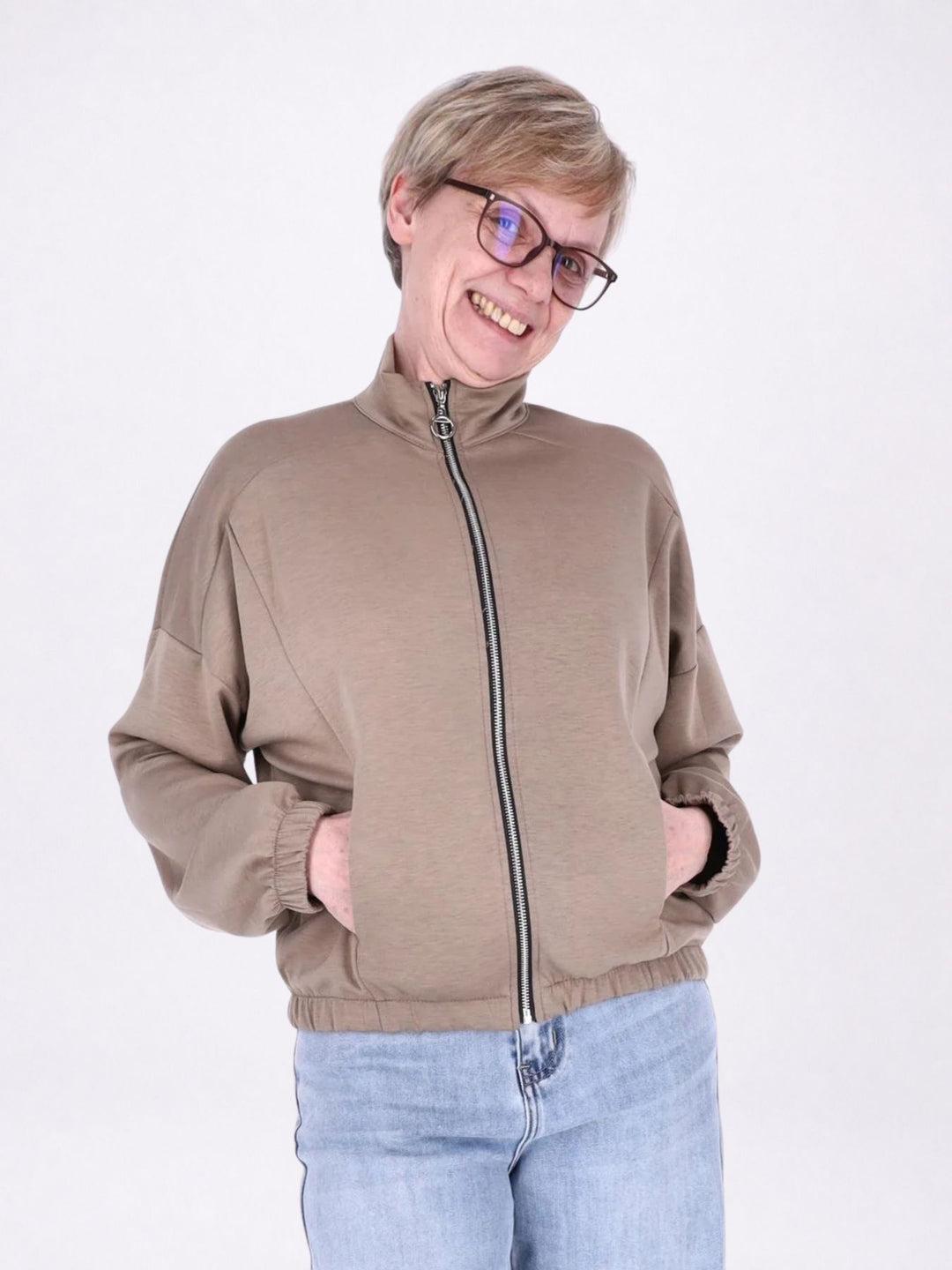 Jacke Damen Sweat Gummizug am Bund