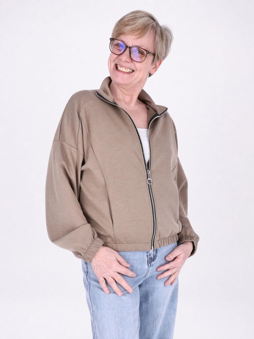 Jacke Damen Sweat Gummizug am Bund