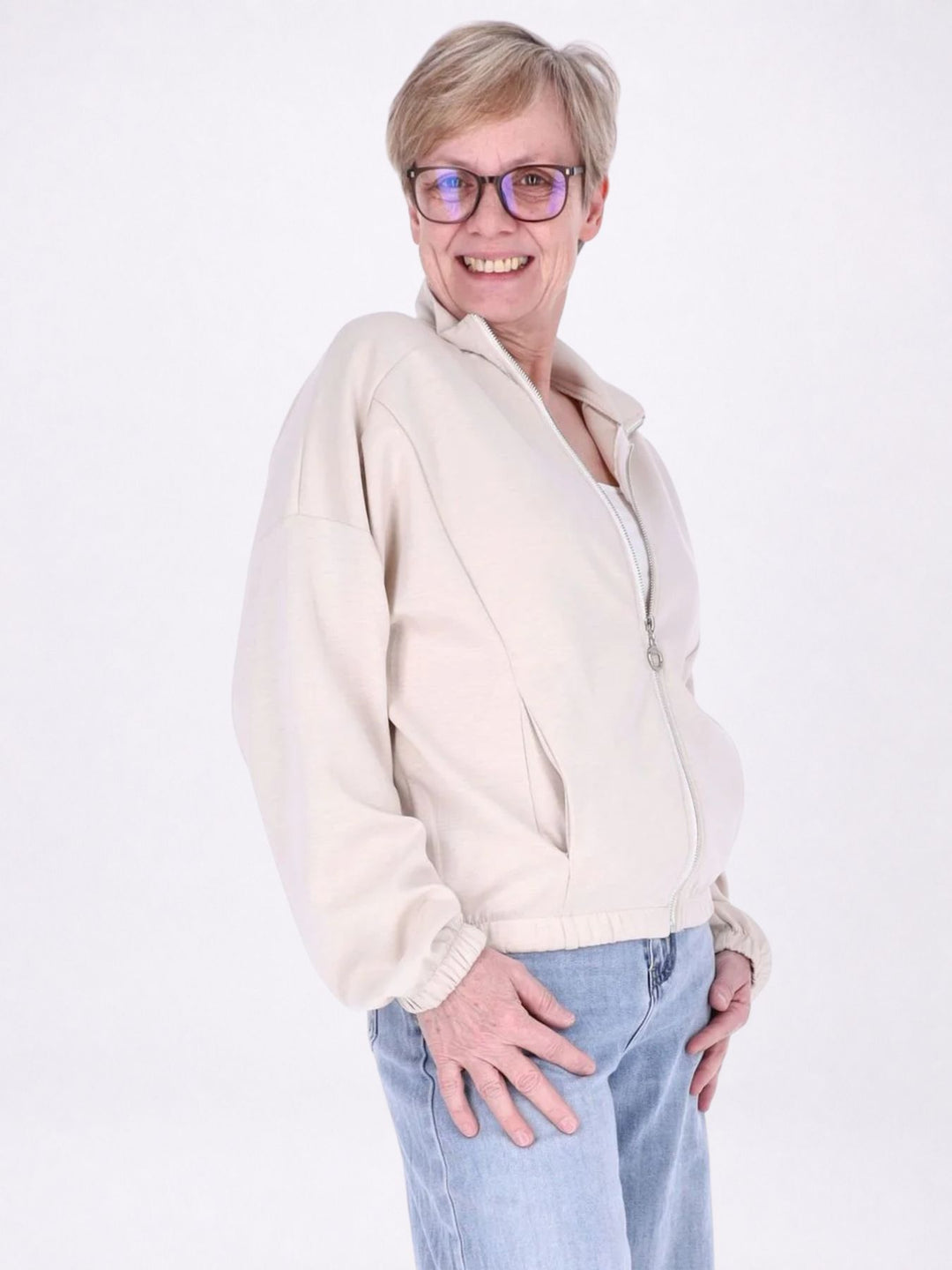 Jacke Damen Sweat Gummizug am Bund
