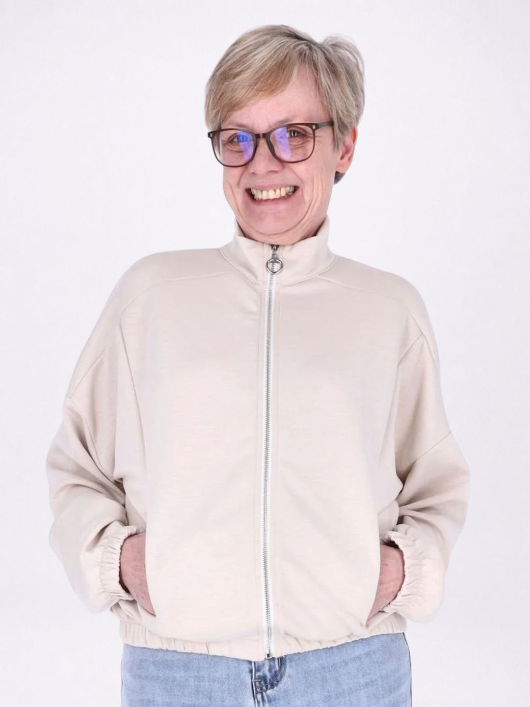 Jacke Damen Sweat Gummizug am Bund